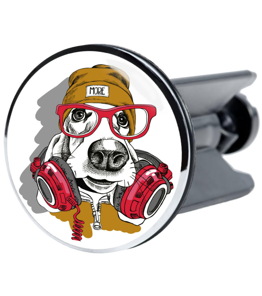 WASCHBECKENSTÖPSEL Cool Dog - Braun, Kunststoff/Metall (4/7/7cm) - Sanilo