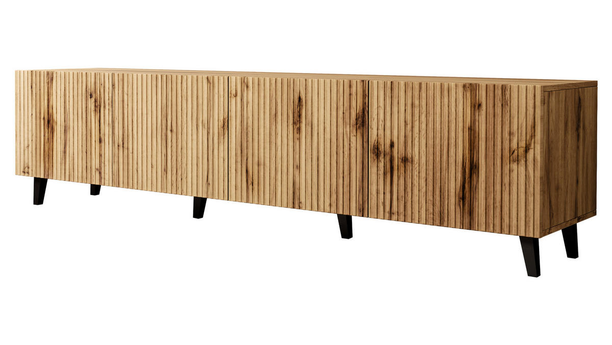 TV-ELEMENT Vamos 200 - Schwarz/Braun, Holzwerkstoff/Kunststoff (201/53/42cm) - MIRJAN24