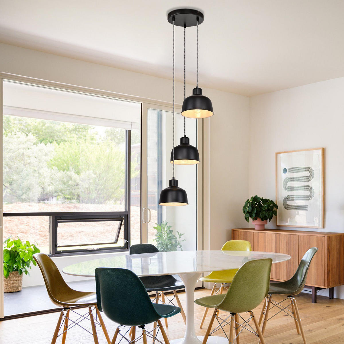 PENDELLEUCHTE Silas 38/38/19 cm - Schwarz, Metall (38/38/19cm) - ZMH