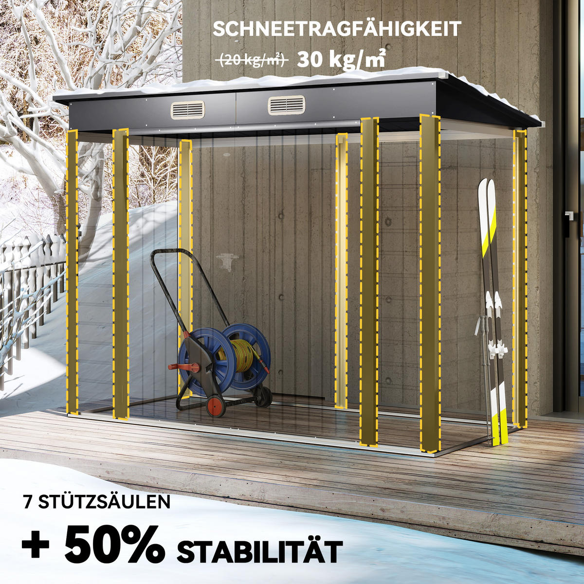 GARTENHAUS Grau 249.0/121.0/183.0cm - Grau, Metall (121/183/249cm)