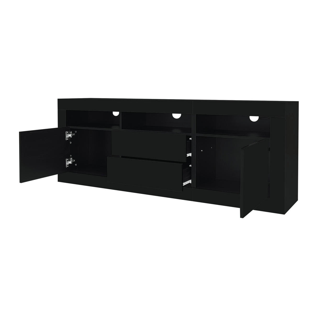 LOWBOARD 160/35/60 cm aus Spanplatte mit LED-Beleuchtung Schwarz - Schwarz, Holzwerkstoff (160/60/35cm) - Modenvie