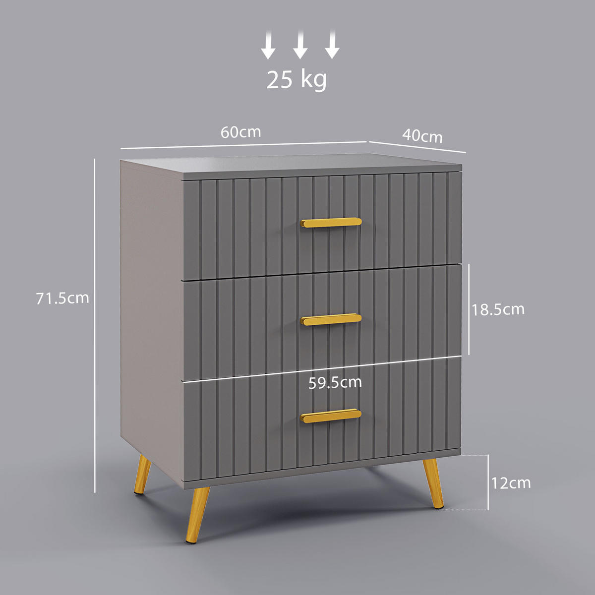 NACHTTISCH Dunkelgrau 1 Stück - Dunkelgrau, Kunststoff (40/71.5/60cm) - GiPP