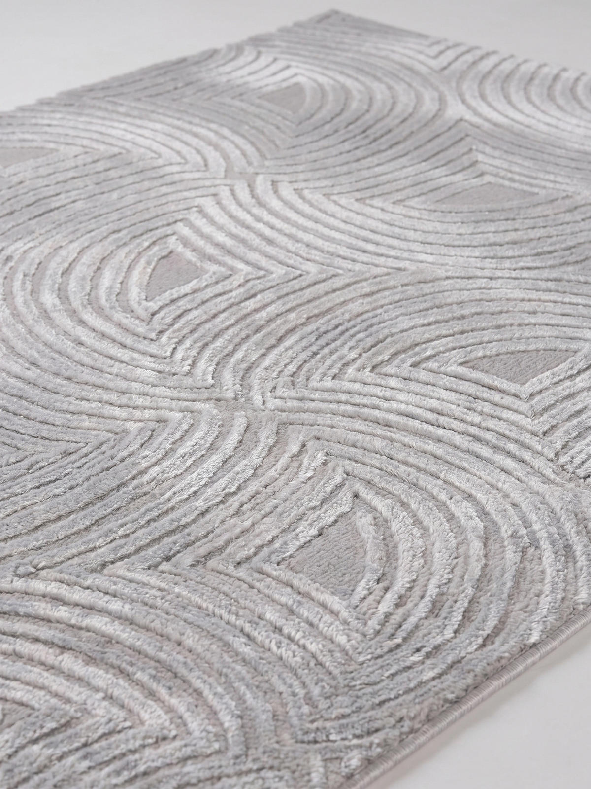 TEPPICH Kurzflor ILLER in Silber, mit 3D-Design, Florhöhe 12 mm, 80 x 250 cm - Silberfarben, Textil (80/250cm) - KADIMA DESIGN