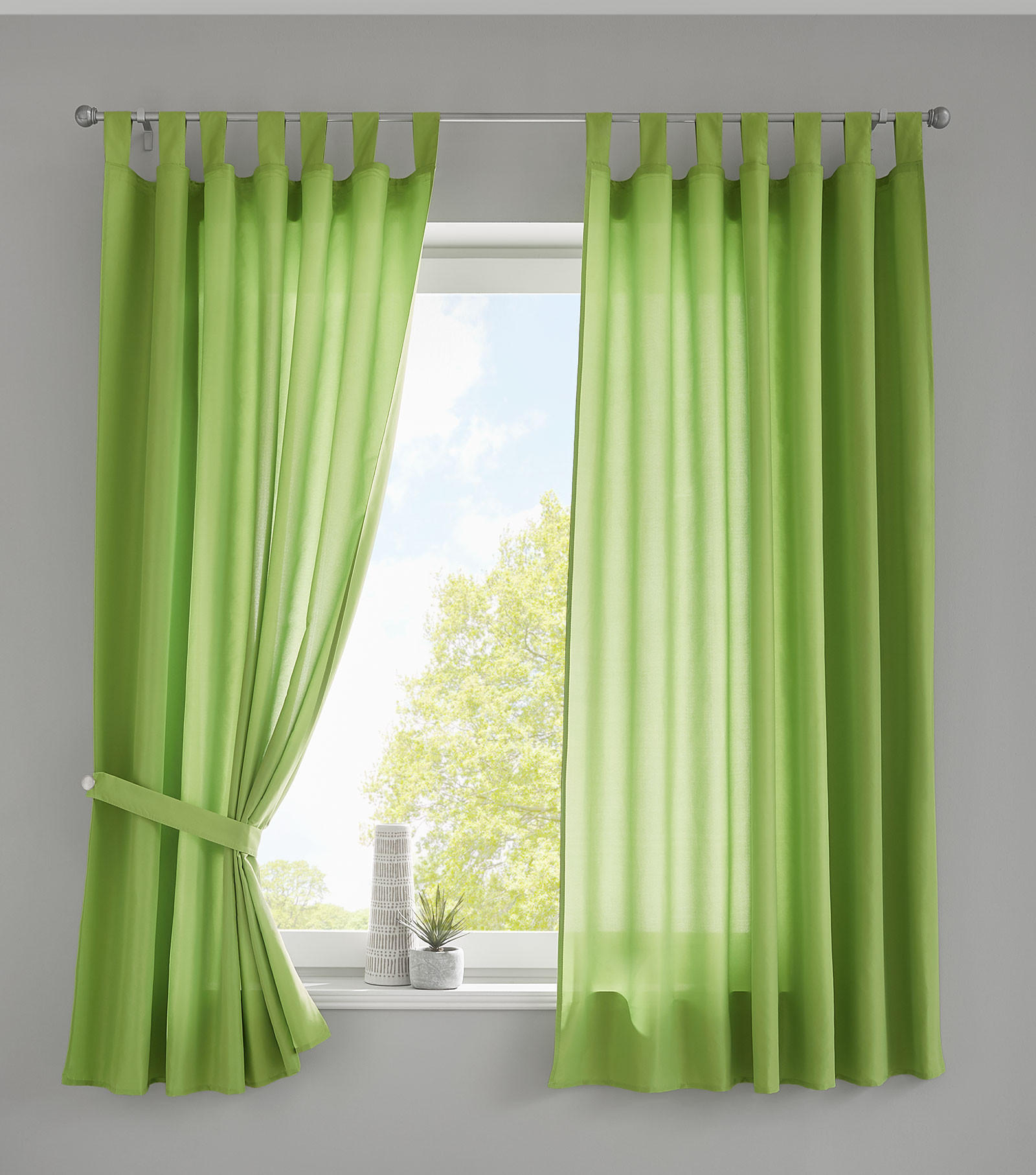 VORHANG 2ER SET POTSDAM HxB 175x140 cm Apfelgrün - Hellgrün, Textil (140/175cm) - Gardinenbox