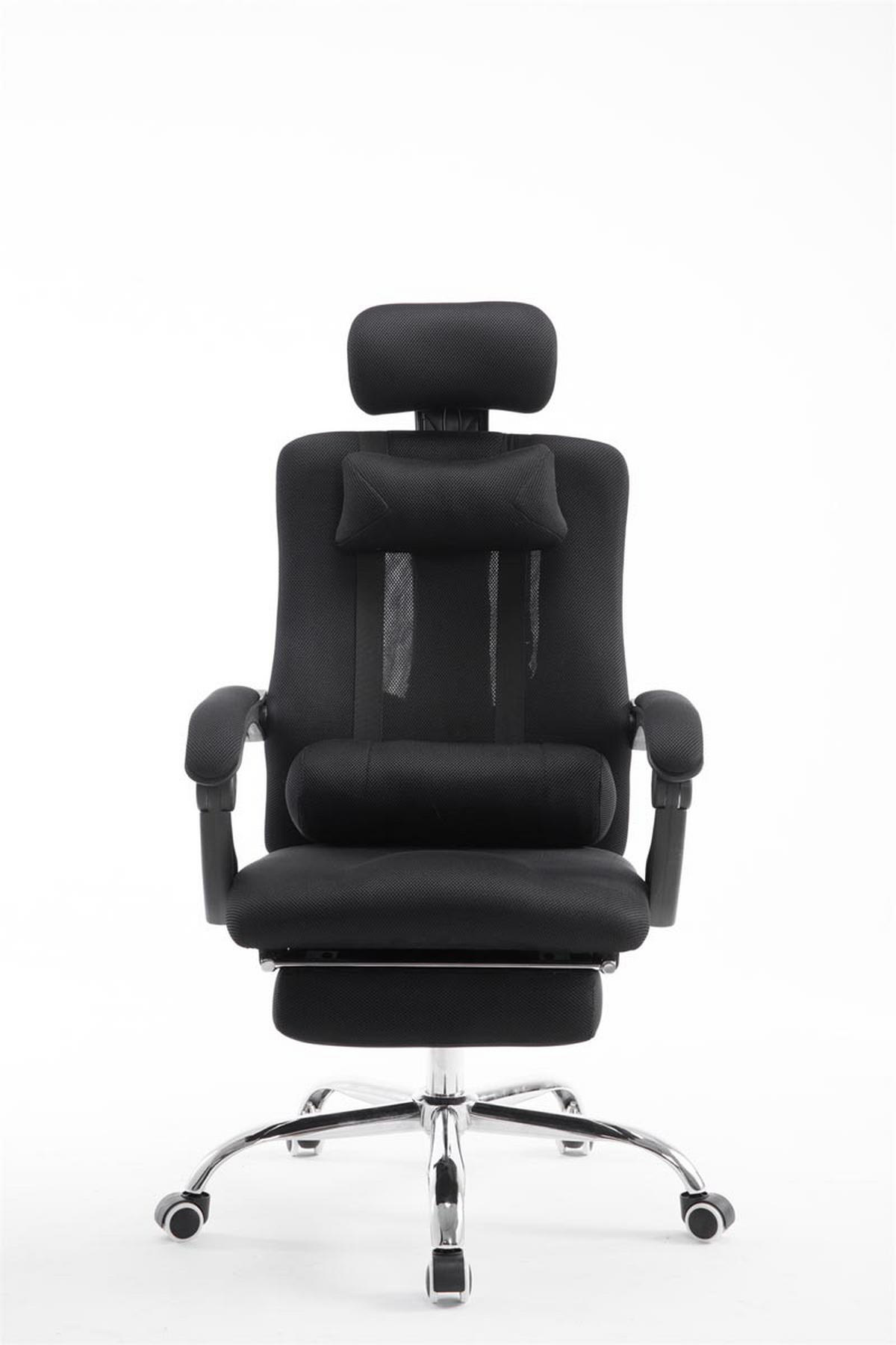CHEFSESSEL Lederlook schwarz - Chromfarben/Schwarz, Textil/Metall (60/120/63cm) - CLP