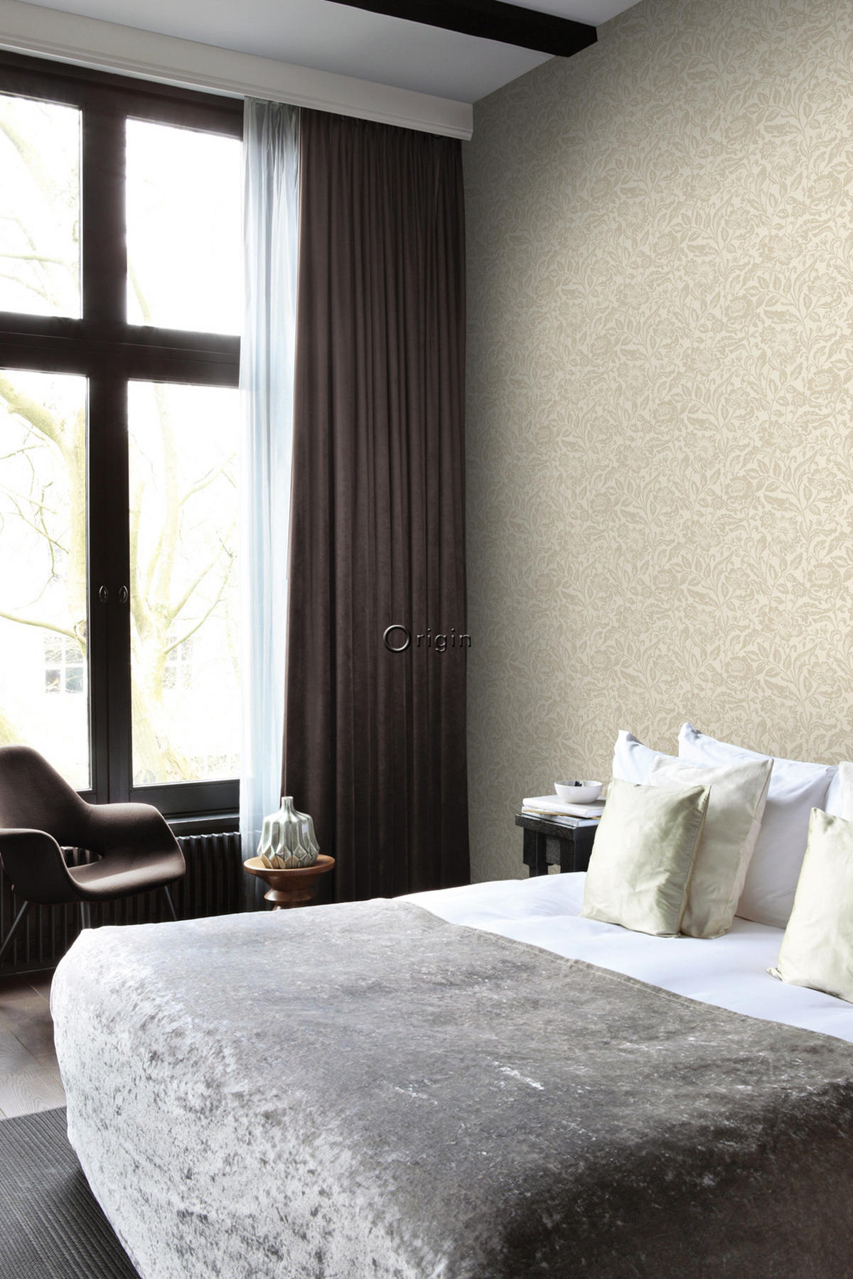 TAPETE Blumen 53 cm x 10.05 m - Beige, Papier (53/1000cm) - Origin Wallcoverings