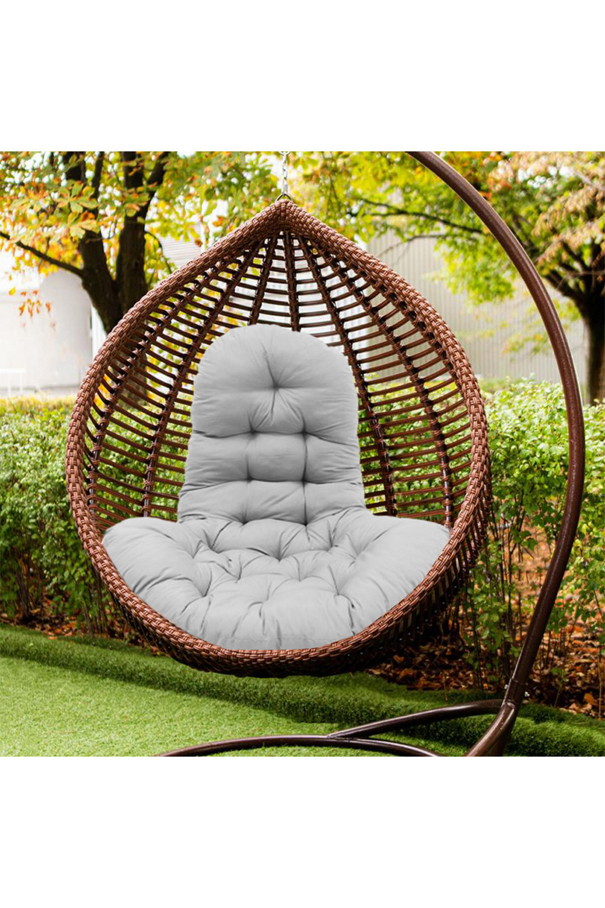 HÄNGESESSEL-KISSEN aus Polyester Baumwolle in Hellgrau mit dicker Polsterung 95 * 55 cm - Hellgrau, Textil (55/95cm) - Livingandhome
