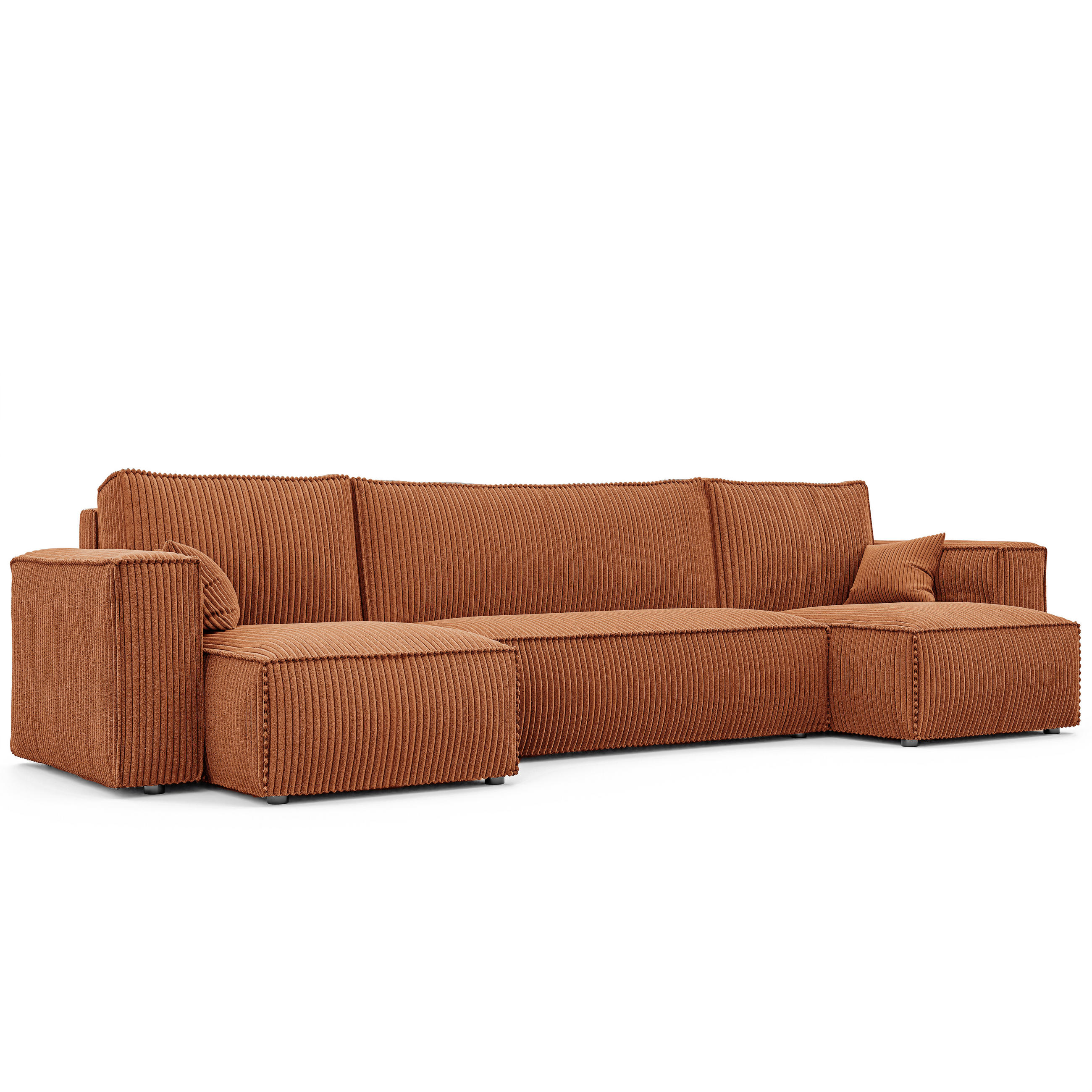 ECKSOFA mit Schlaffunktion und Bettkasten, Ziegelrot - Orange, Holzwerkstoff/Textil (312/145cm) - Idohome
