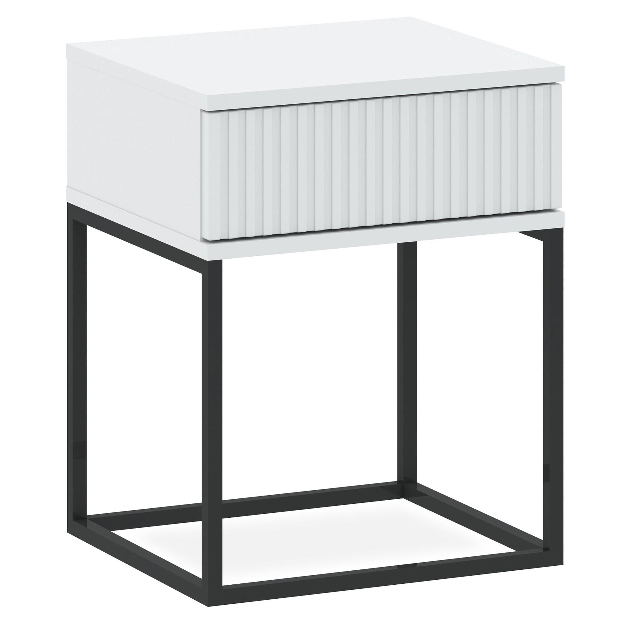 Konsimo® Nachttisch Weiß, Schwarz 40x52x39 cm