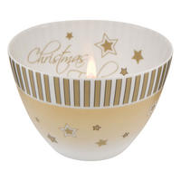 TEELICHT Christmas Feeling Streifen, Porzellan, Champagne, 7.5 cm, - Beige, Keramik (7.5cm) - Goebel