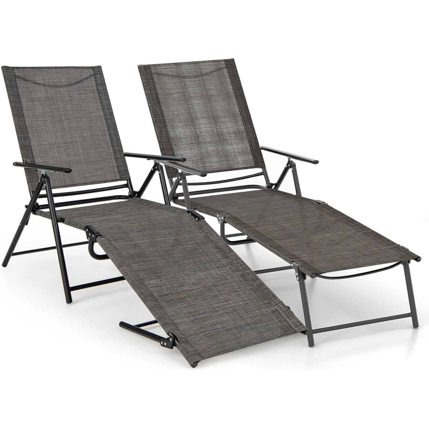 SOLSÄNG Brun (2-set) - Brun, Metall (189/65/64cm) - COSTWAY