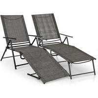 SOLSÄNG Brun (2-set) - Brun, Metall (189/65/64cm) - COSTWAY
