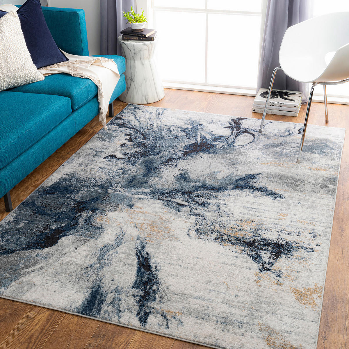 KURZFLORTEPPICH Emma 160/220 cm Dunkelblau - Blau/Grau, Textil (160/220cm) - LIVABLISS