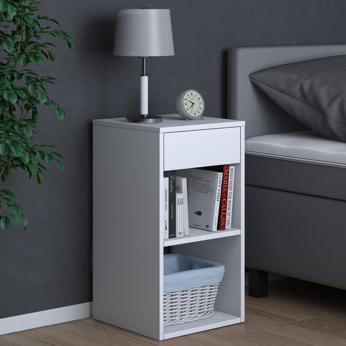 NACHTTISCH Dany Weiß 35 x 65 cm - Weiß, Holzwerkstoff (35/65/35cm) - Vicco