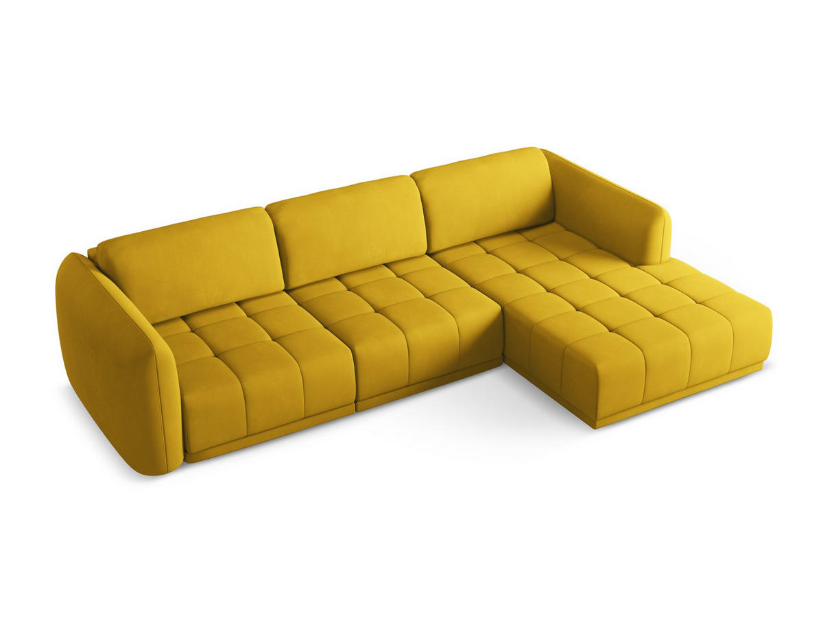 ECKSOFA Rechts Chenille Stoff Gelb - Currygelb/Gelb, Kunststoff/Textil (290/170cm) - Makamii