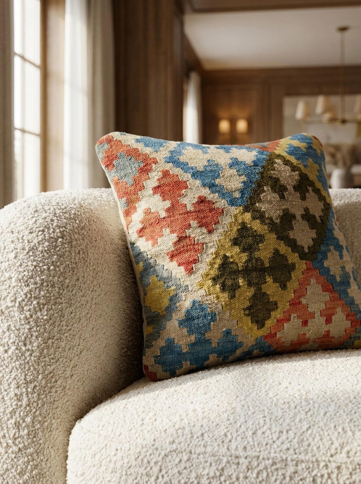 KELIM-KISSEN Mehrfarbig 50/50 cm Schurwolle - Multicolor, Textil (50/50cm) - Looma