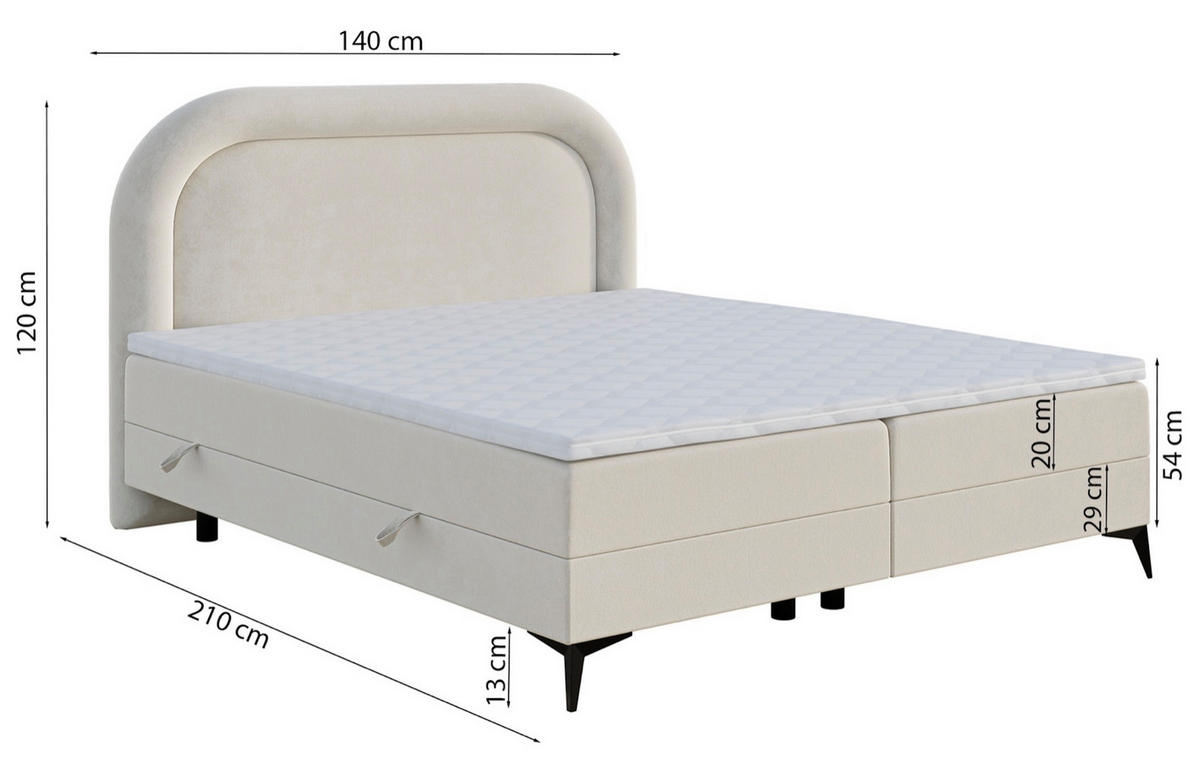 BOXBETT Loreo Hellgrau Chenille 140x200 cm - Hellgrau/Schwarz, Holz/Textil (140/200cm) - Selsey