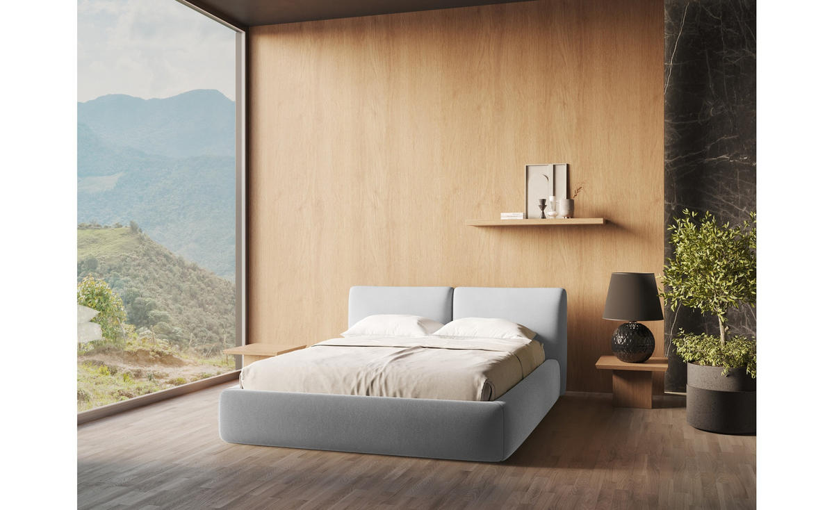 POLSTERBETT mit Bettkasten und Lattenrost 160x228 Grau - Dunkelgrau/Schwarz, Kunststoff/Textil (140/200cm) - Makamii