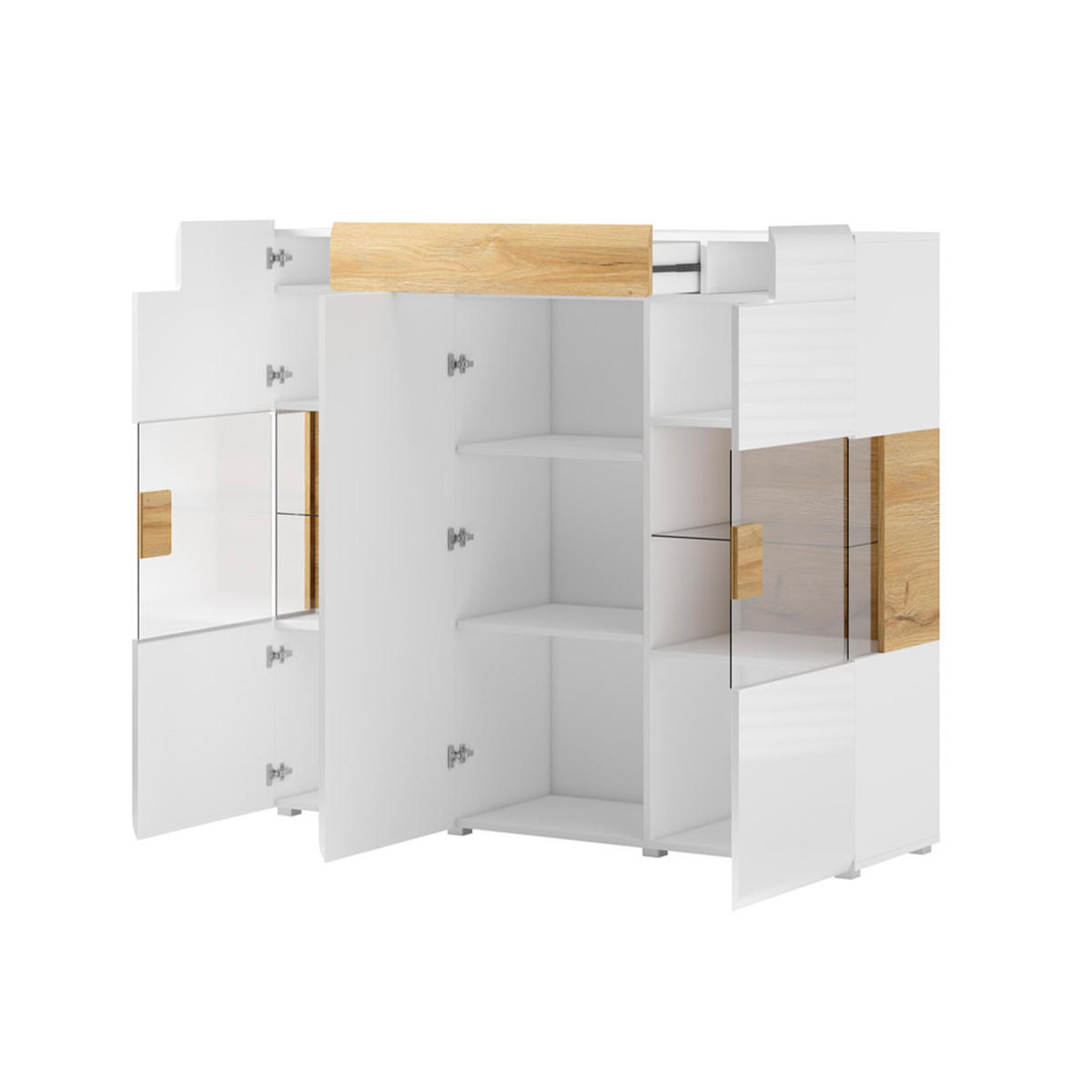 KOMODA Jules Bijelo i drvo - bijela, drvni materijal (147/131/39cm) - Petits-meubles