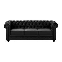 SOFA ohne Schlafmöglichkeit - 3 Personen - Kunstleder - Schwarz - - Schwarz, Leder (205/72/88cm) - Vente-Unique