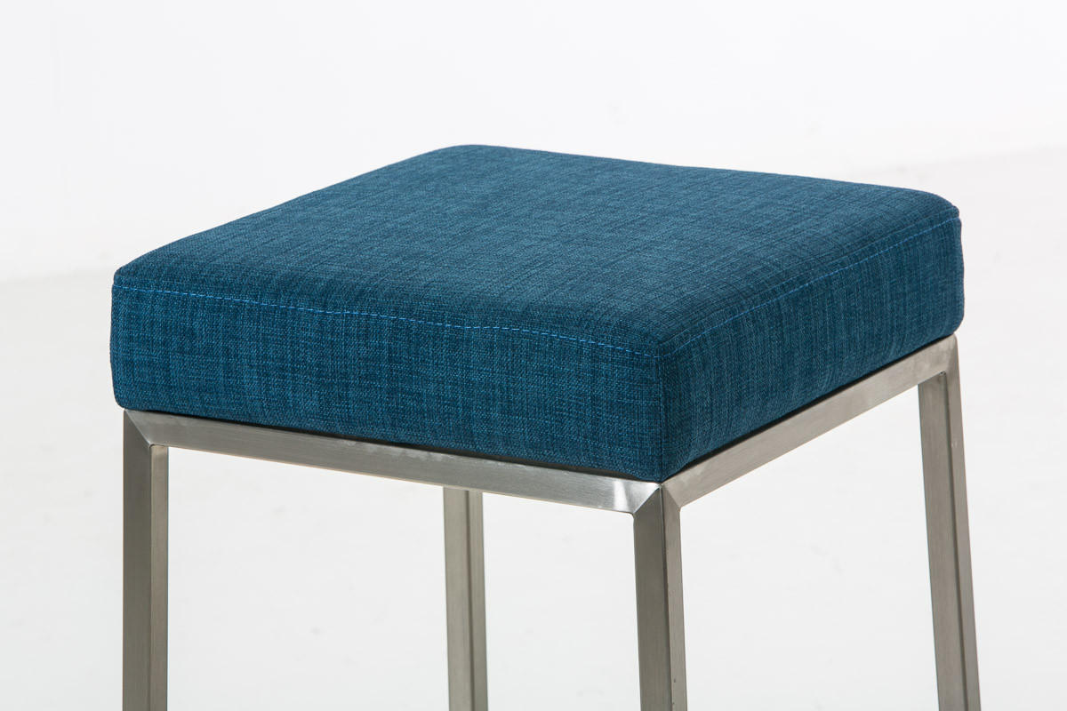 BARHOCKER Stoff blau - Blau/Edelstahlfarben, Textil/Metall (37/80/37cm) - CLP