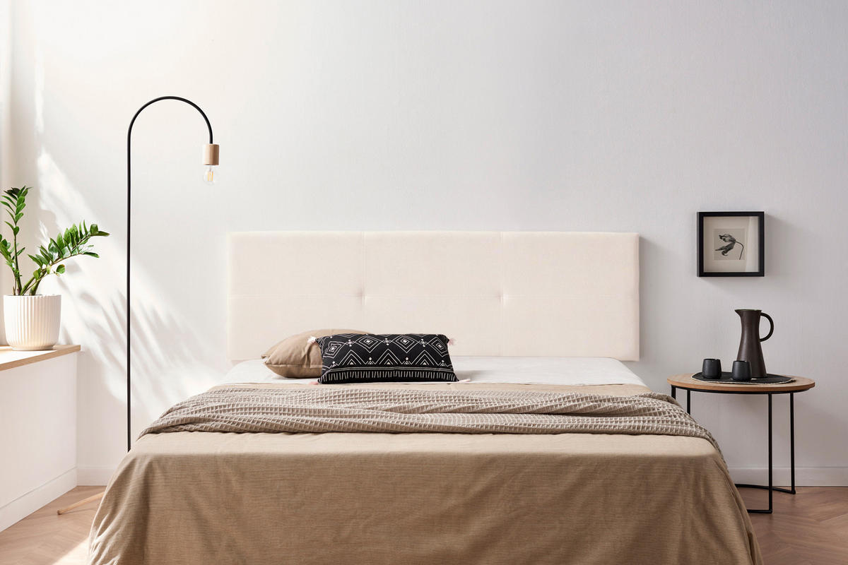 KOPFTEIL gepolstert ALMA Aqualine 145x50x5 cm - Beige - Moonia - Beige, Holz (145/5/50cm)