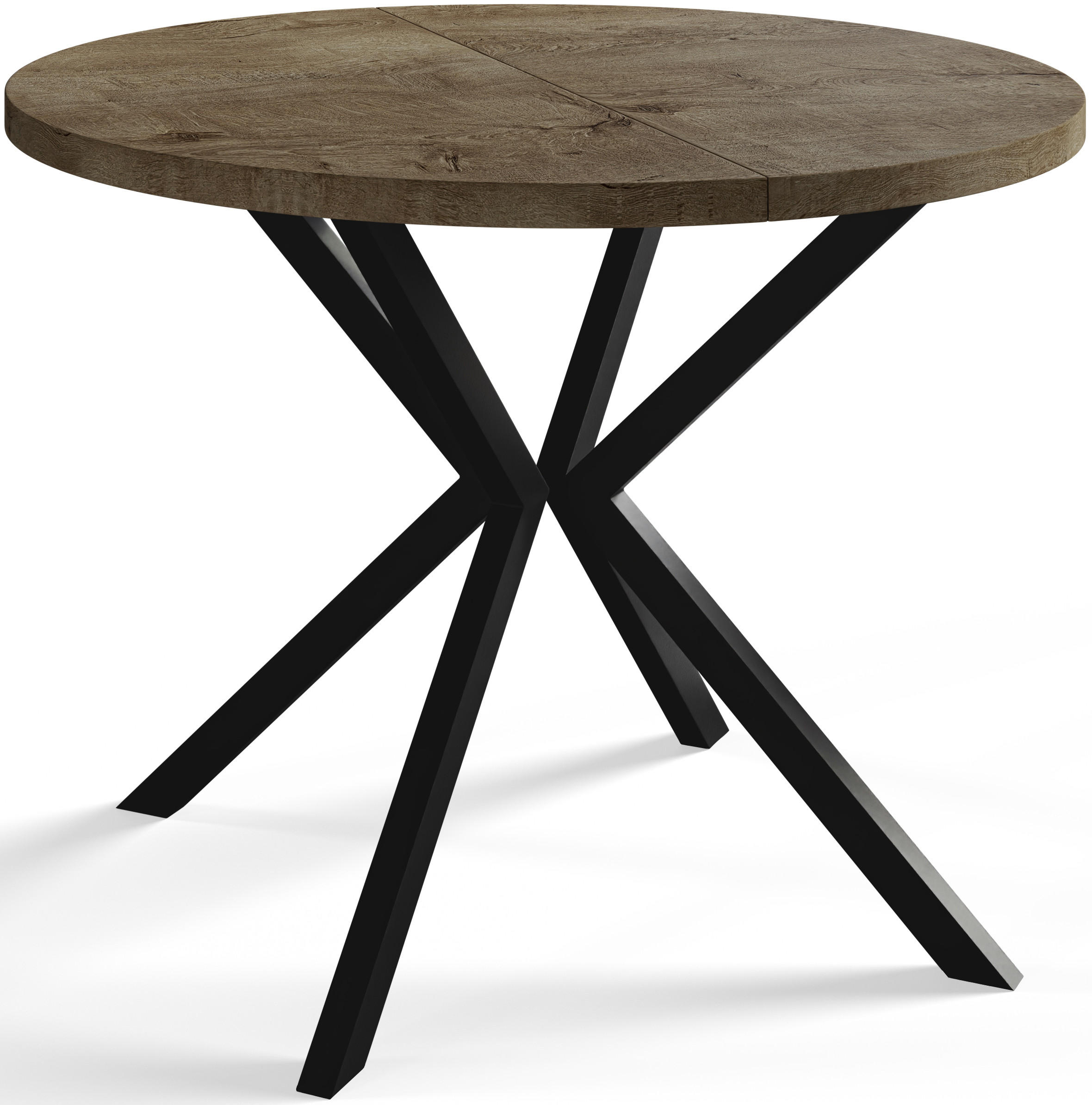 ESSZIMMERTISCH LOFT LITEN, ausziehbarer Tisch 120 cm/200 cm, Farbe: Grau, mit Metallbeinen in Farbe Schwarz - Dunkelbraun/Schwarz, Holzwerkstoff (120/120/76cm) - Alpi-Möbel