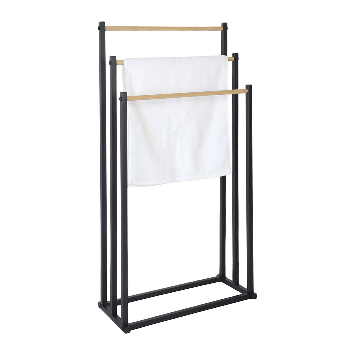 HANDTUCHSTÄNDER - Schwarz, Metall (44/86/21cm) - Relaxdays