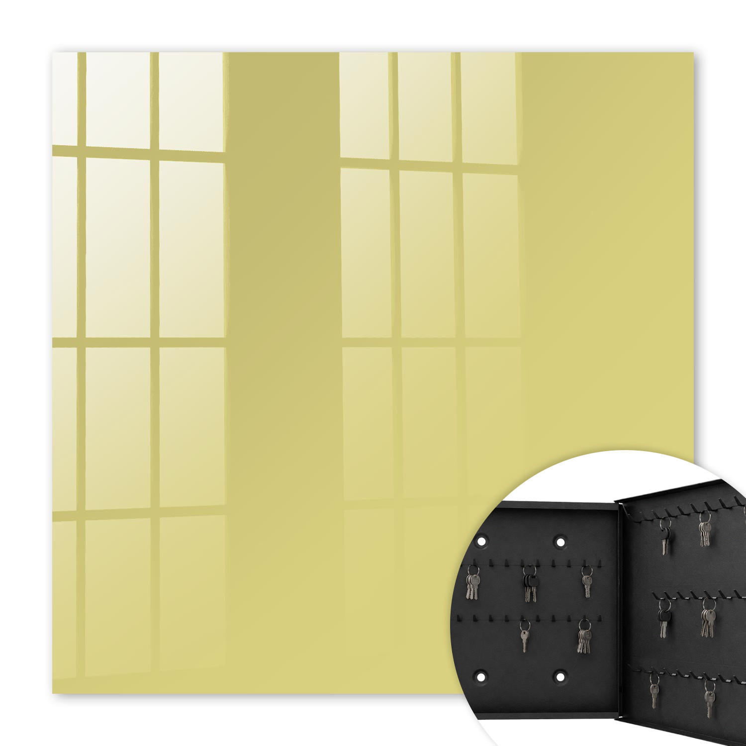 SCHLÜSSELBOX Schwarz 30x30 cm- Türöffnung nach rechts - Heller Senf - Gelb, Metall (30/30/5cm) - TULUP