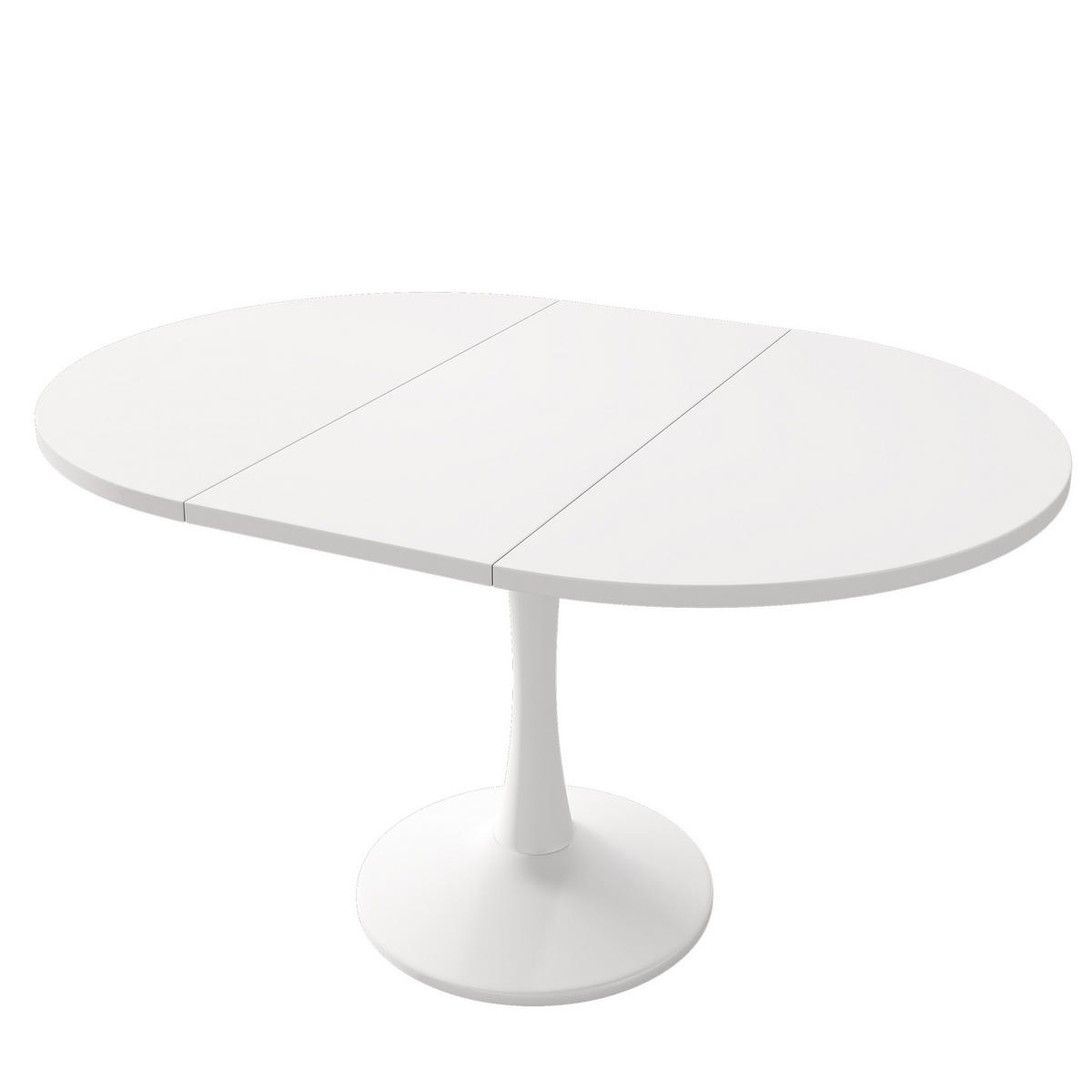 RAZTEGLJIVA jedilna miza 100/140 x 100 x 75 cm, ovalna oblika, prostorsko varčna in enostavna za vzdrževanje, Bela - bela, leseni material (140/100/75cm) - Redom