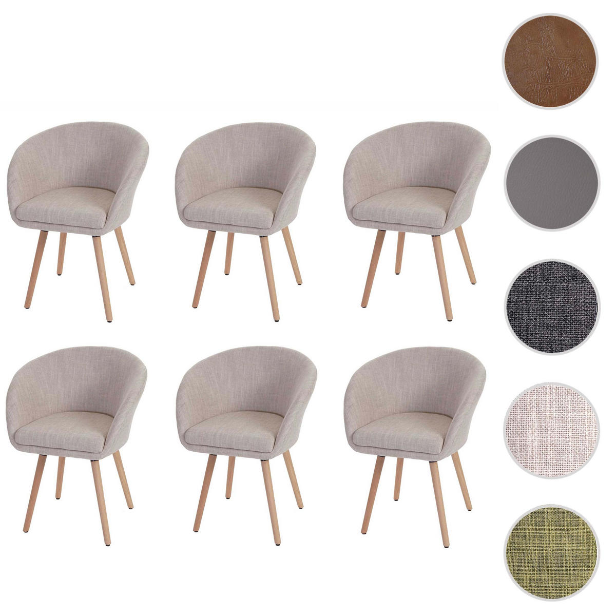 ESSZIMMERSTUHL Beige, Grau 6er-Set - Beige/Grau, Textil (61/80/56cm) - MCW