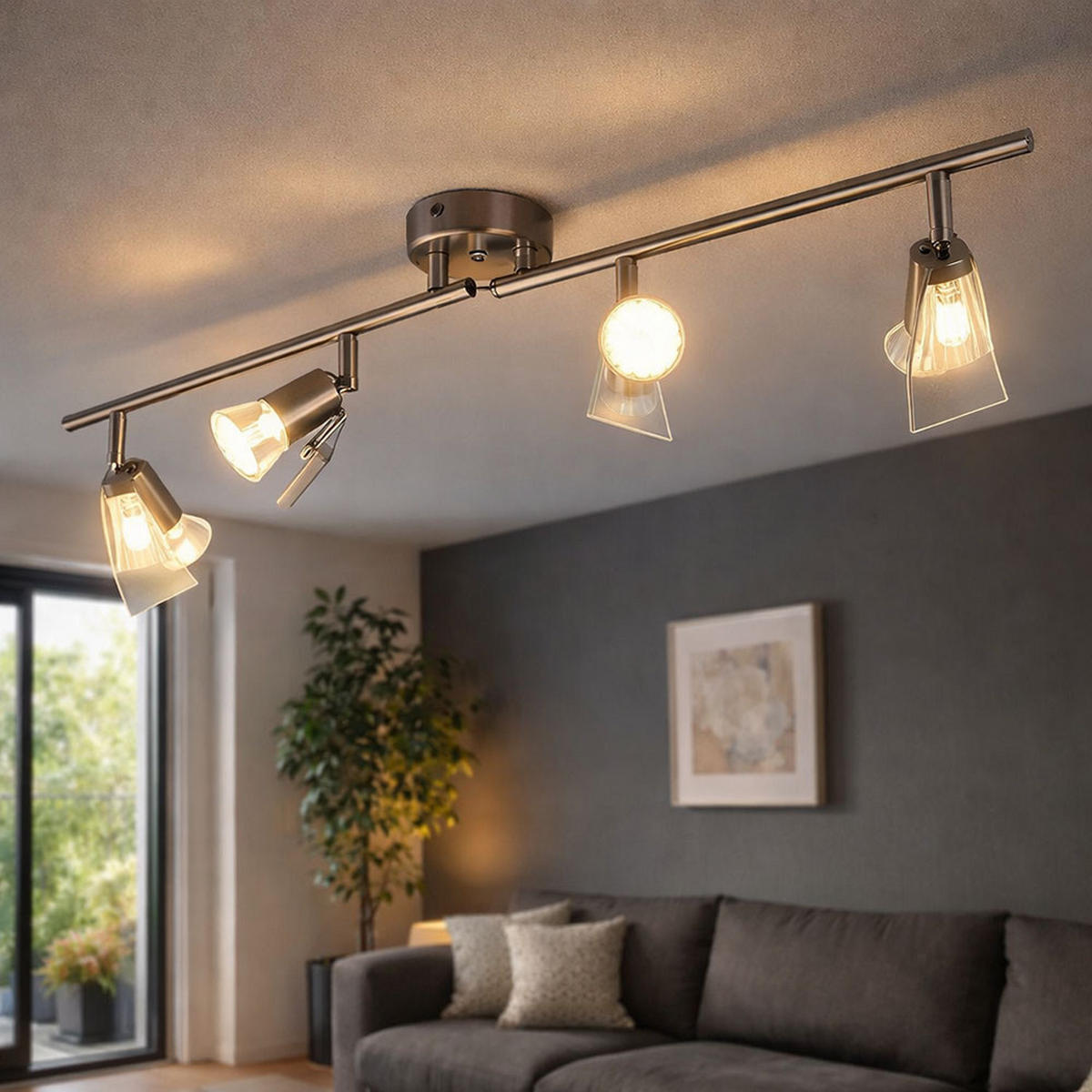 LED DECKENSPOt Nickel Silber - Silberfarben, Glas (71/14/14cm) - Globo Lighting