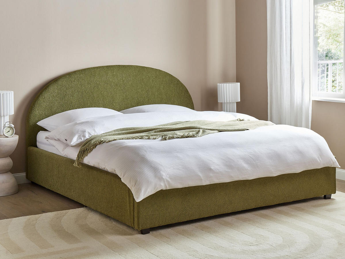 BETT mit Stauraum 180x200 cm Grün Vaucluse - Olivgrün, Textil (180/200cm) - Beliani