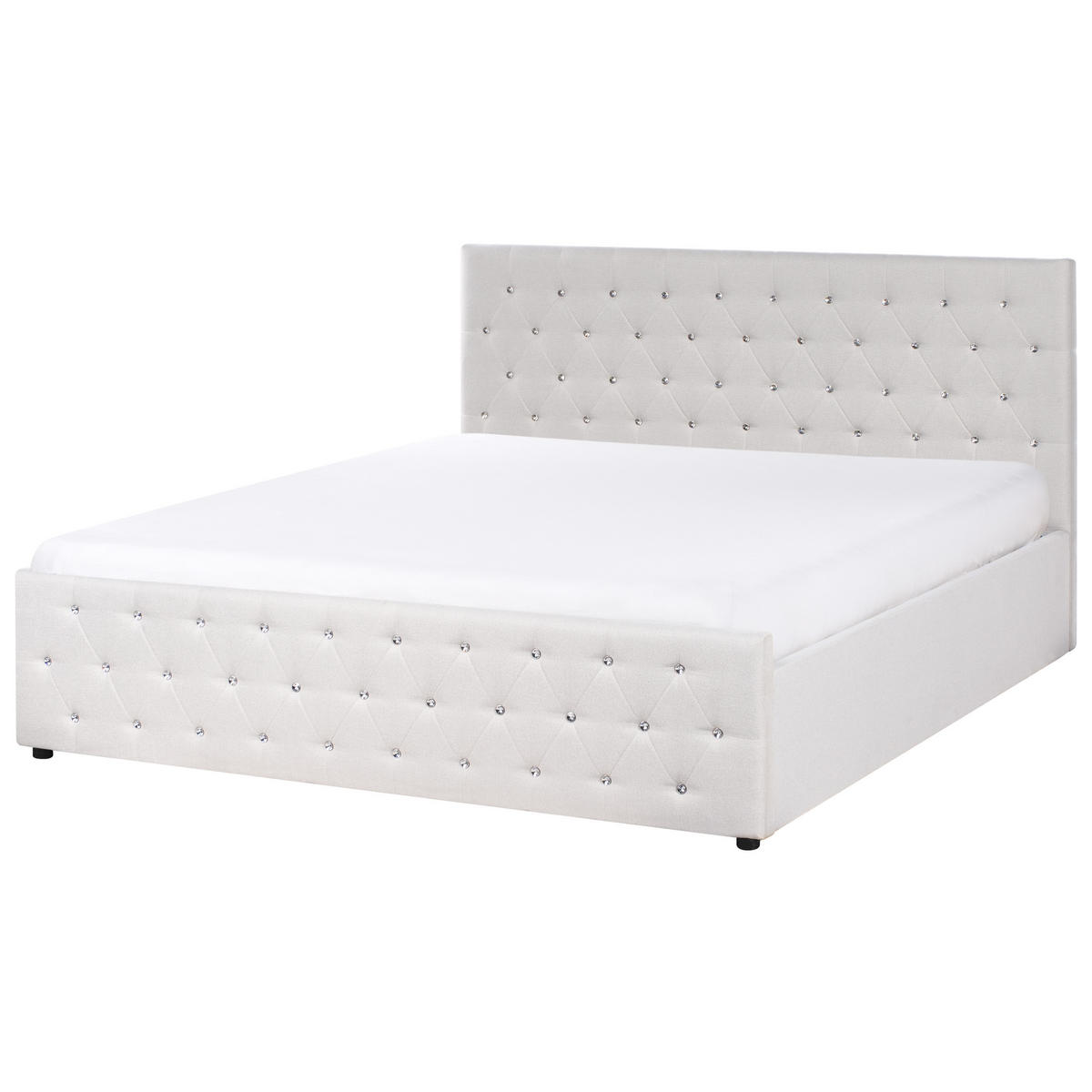 BETT mit Stauraum 180/200 cm Stoff Beige Amiens - Beige, Textil (180/200cm) - Beliani