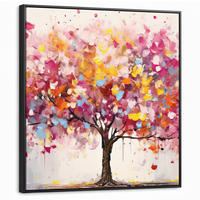 LEINWAND Bilder mit Rahmen - Aquarell - Baum - Kunst - Abstrakt - 90x90 - Multicolor, Textil (90/90cm) - MuchoWow