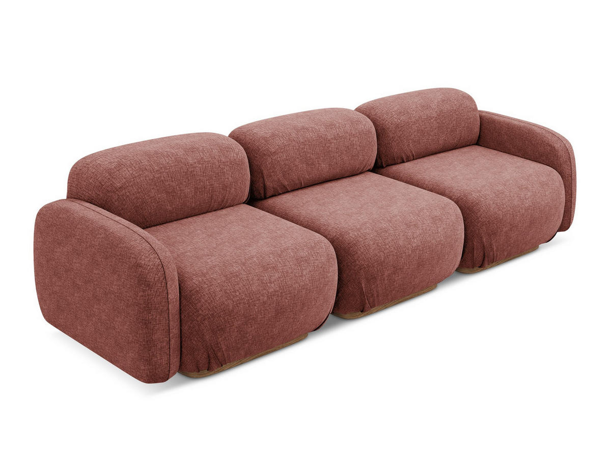 4-SITZER-SOFA Chenille Stoff Pink - Pink/Hellrosa, Holz/Textil (270/73/95cm) - Makamii