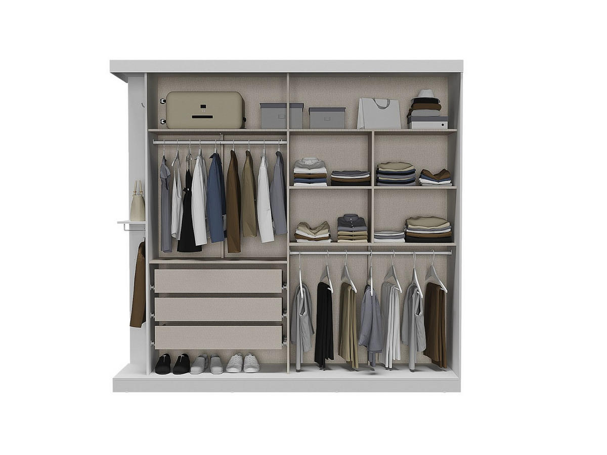 KLEIDERSCHRANK - 231 cm x 51.8 cm - Holz, Platte - Weiß - ADALRIK - Weiß, Holz (231/219/51.8cm) - Vente-Unique