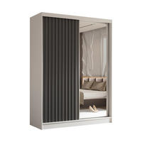 SCHWEBETÜRENSCHRANK LAMELLO 160/216/61 cm 2-türig mit Spiegel Weiß - Weiß/Grau, Holzwerkstoff (160/216/61cm) - MASSENO