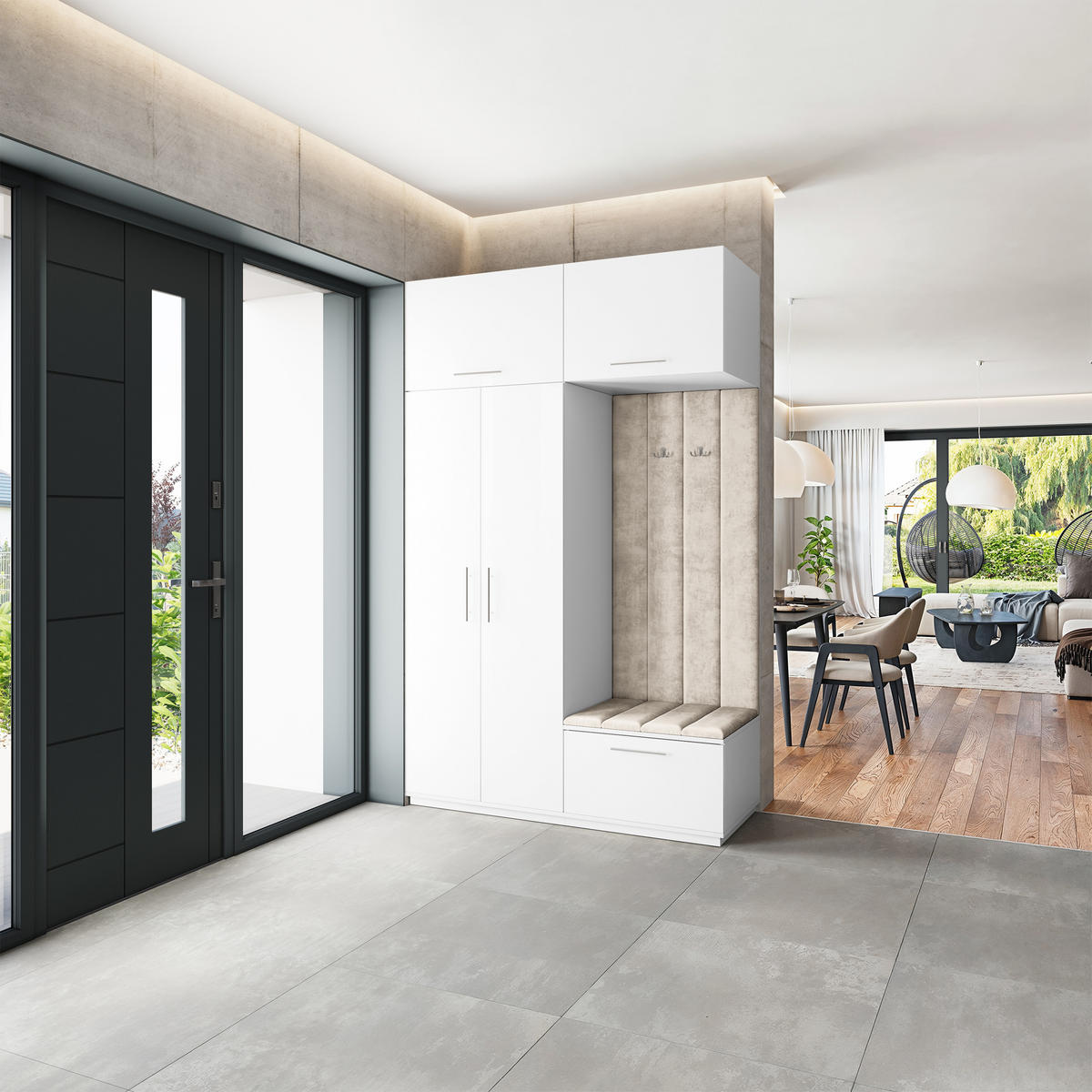 GARDEROBENSCHRANK REMA 150/240/60 cm Modern Weiß - Weiß, Holzwerkstoff (150/240/60cm) - MASSENO