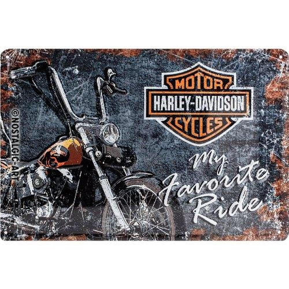 BLECHSCHILD 20/30 cm Harley-Davidson Favourite Ride - Multicolor, Metall (30/20/0.2cm) - Nostalgic-Art