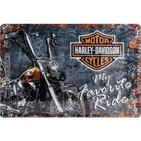 BLECHSCHILD 20/30 cm Harley-Davidson Favourite Ride - Multicolor, Metall (30/20/0.2cm) - Nostalgic-Art