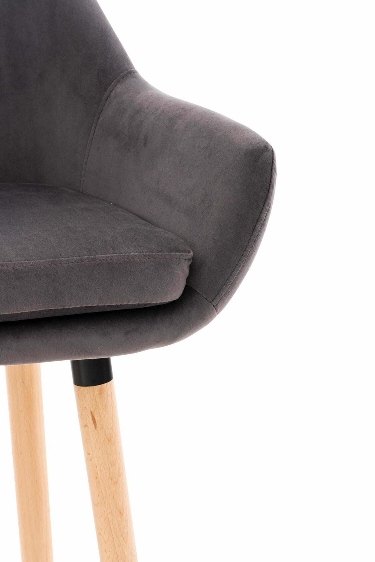 BARHOCKER Grande, Gestell Holz, Samt Grau - Braun/Grau, Holz/Textil (55/99/46cm) - TPFLiving