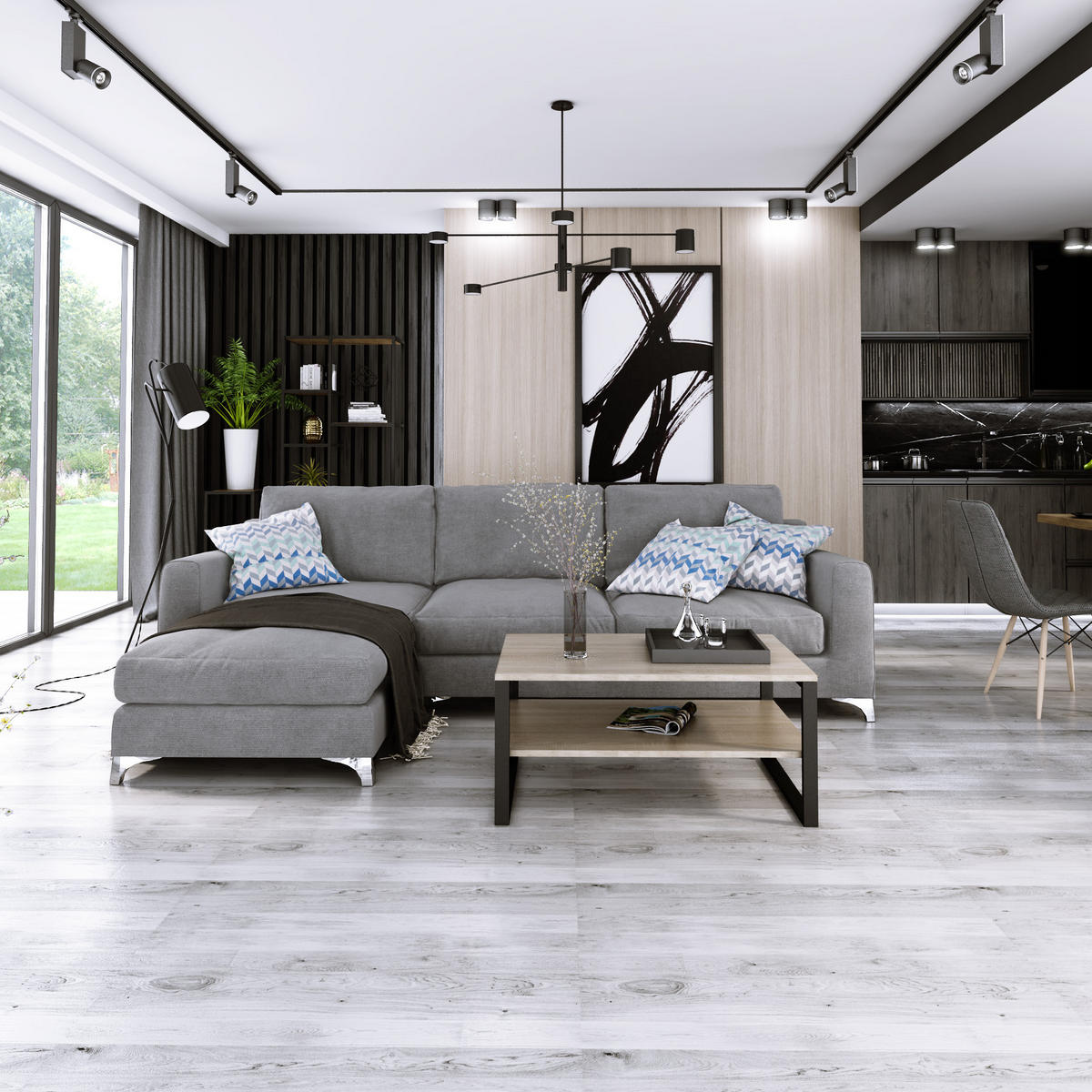 COUCHTISCH Basic rechteckig Sonoma mit Metallbeinen - Sonoma Eiche, Metall (60/90/47cm) - Design Möbel