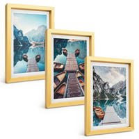 BILDER SET 3er Set - 20x30 cm Goldrahmen - Seebrücken, Boote, Frieden - Goldfarben, Kunststoff (20/30cm) - TULUP