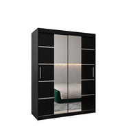 SCHWEBETÜRENSCHRANK 200/150/62 2-türig - Silberfarben/Schwarz, Holz/Kunststoff (150/200/62cm) - Abiks Möbel