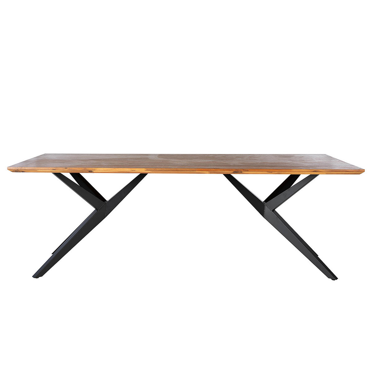 ESSTISCH - Akazie massiv / Eisen - Akazie / Schwarz - Akaziefarben, Holz (100/220/75cm) - home24