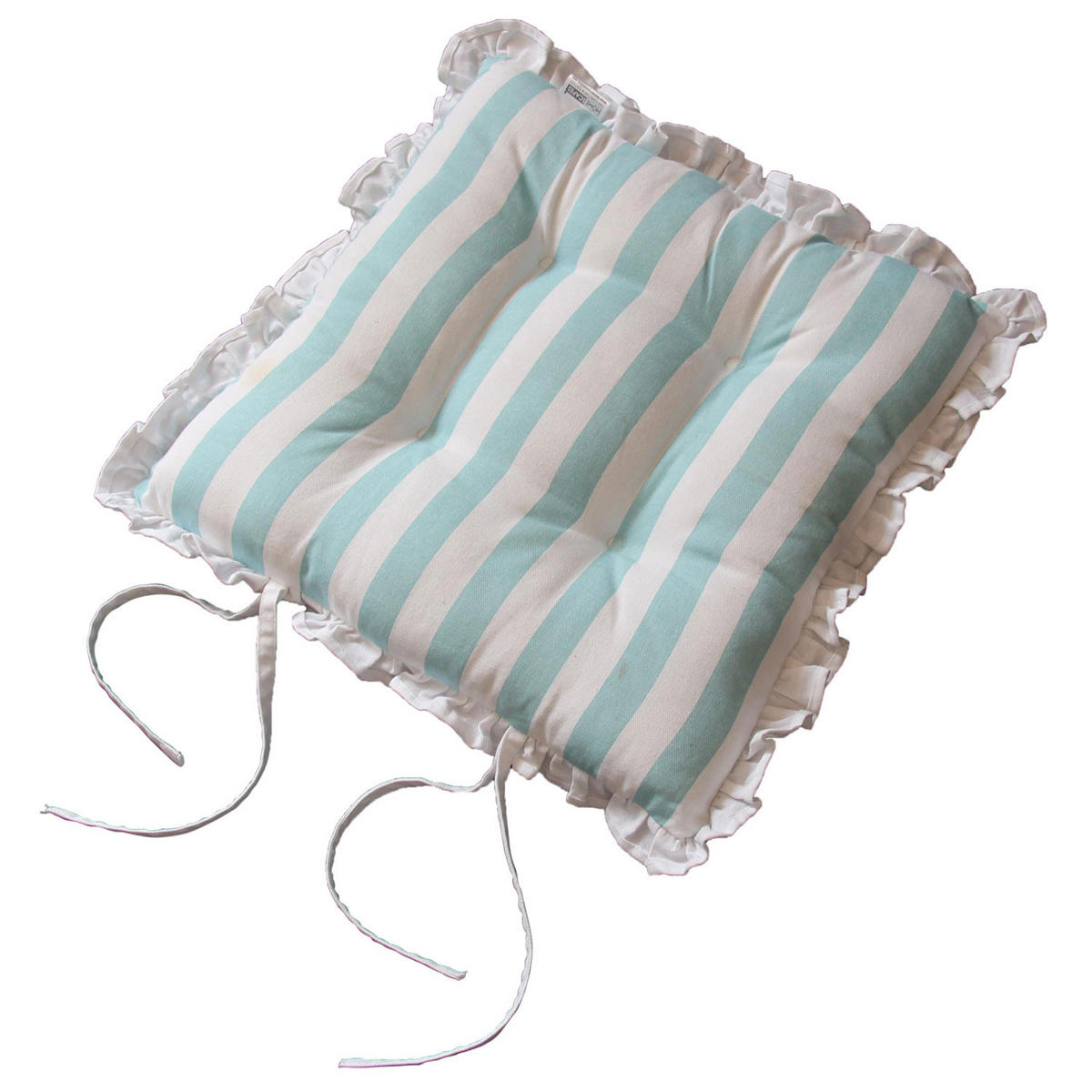 STUHLKISSEN ‚Sterne‘ blau mit Rüschen 40/40/5 cm - Blau, Textil (40/40/5cm) - Homescapes