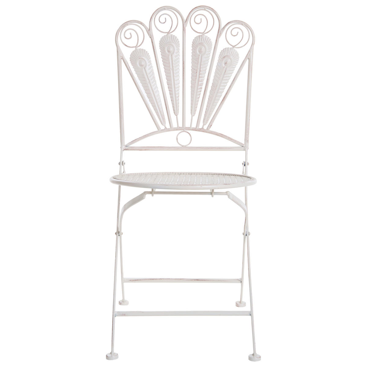 GARTENSTUHL 2er-Set klappbar Metall Cremeweiß Pavia - Weiß, Metall (40/91/47cm) - Beliani
