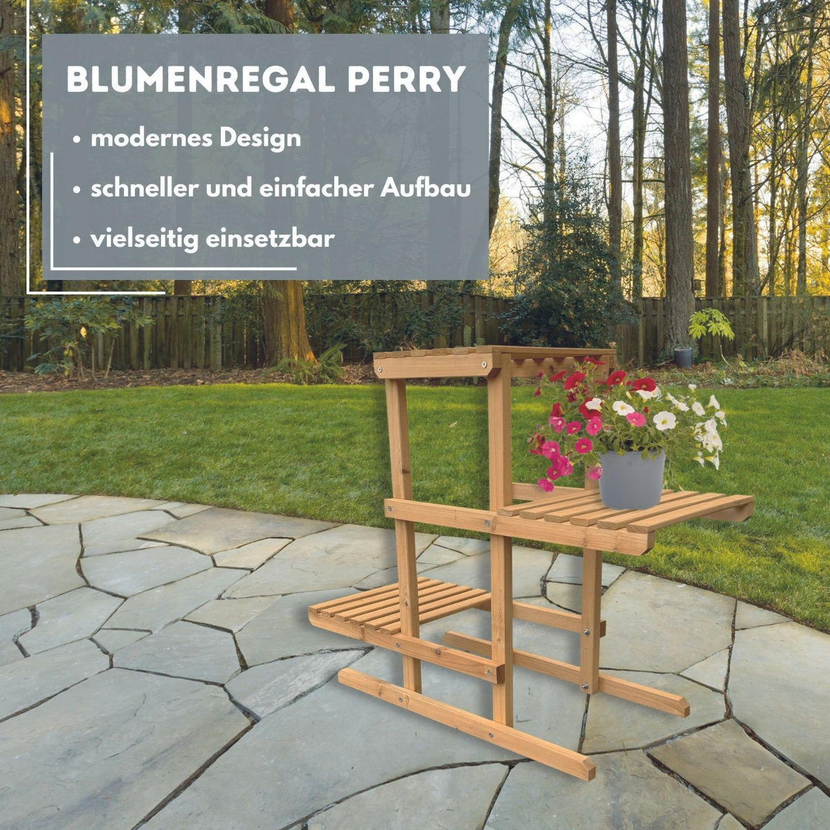 BLUMENREGAL PERRY 76/36/60 cm - Naturfarben, Holz (76/36/60cm) - Coemo