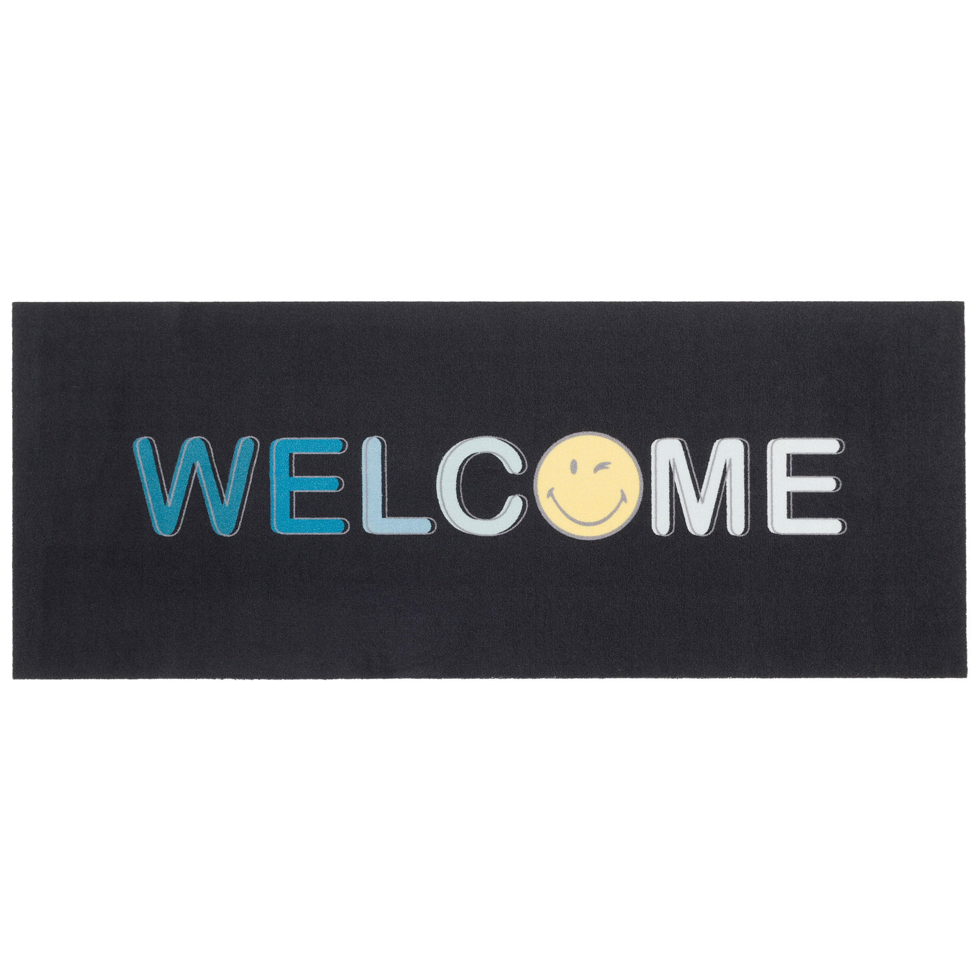 KÜCHENLÄUFER TEPPICH TRENDY SMILEY WELCOME - Schwarz, Textil (45/145cm) - Pergamon